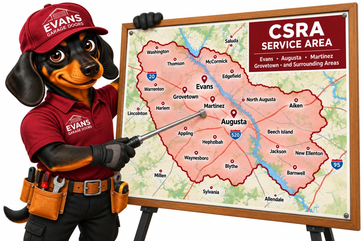 Evans Garage Doors Dachshund Mascot mapping CSRA